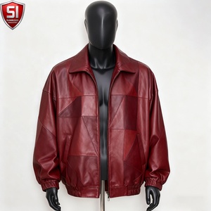 Chaqueta de Cuero Genuino de Cordero PU Roja de Invierno para Hombre, Estilo Motero Vintage, Reversible, con Lentejuelas y Patrón de Corazón, de Alta Calidad, Personalizada OEM - Product Image 4
