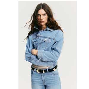 Ensemble veste en jean tressée personnalisée OEM pour femme et jean assorti, délavage clair, style streetwear vintage - Product Image 6