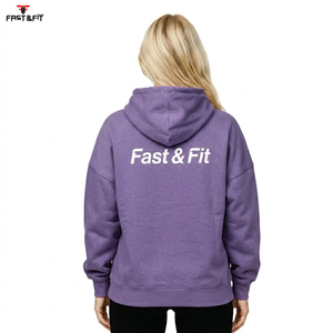 Sudadera con capucha informal para mujer, personalizable al por mayor con logo, estilo urbano, hombros caídos, transpirable, de punto. - Product Image 6