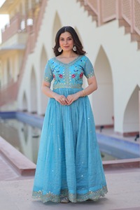 Vestido de Rayón Dorado para Mujer con Bordado y Lentejuelas, Largo hasta el Tobillo, Estilo Tradicional Indio-Pakistaní, para Fiestas, Bodas de Verano - Product Image 4