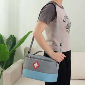 Bolsa de Almacenamiento Médico de Primeros Auxilios Impermeable Gris y Azul Claro, Bolsa de Emergencia de Gran Capacidad con Identificador Cruzado y Asa Superior - Product Image 3