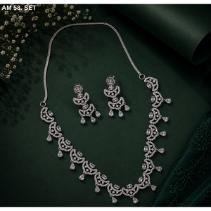 Parure de collier de luxe MIJ avec diamants américains et pierres CZ, bijoux de mariée plaqué argent, colliers de mode en alliage plaqué or - Product Image 3