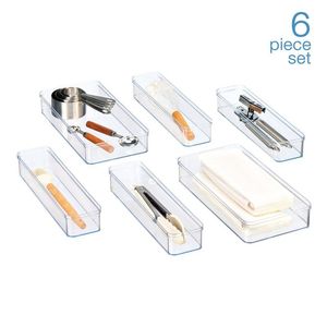 Set di 6 Organizzatori Trasparenti in Plastica per Cassetti, Regolabili per Armadio, Cucina, Camera da Letto - Product Image 2