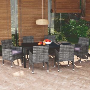 Set da Pranzo in Rattan PE Grigio Scuro con Struttura in Acciaio e Alluminio WPC per Patio, Arredamento Elegante e Moderno - Product Image 1
