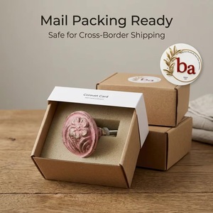 French Industrial Rustic <b>Light</b> Pink Flower Round Cabinet Knobs Ceramic Drawer <b>Pulls</b> for Dresser Villa <b>Bathroom</b> Use - Product Image 3