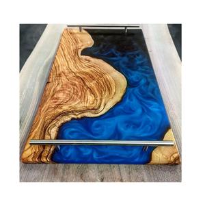 ถาดไม้เคลือบเรซิ่นสำหรับอาหารเช้า คุณภาพพรีเมียม งานแฮนด์เมดขัดเงาอย่างดี ถาดใส่อาหารบนโต๊ะอาหาร งานฝีมือคุณภาพสูง 100% จากผู้ผลิตที่ดีที่สุด - Product Image 4