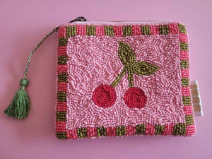 Handmade Classic Beaded Silor Moon Coin <b>Purse</b> Customizable Colors Sizes Letterpress Printed <b>Cute</b> Fruit Design Travel-Friendly - Product Image 5
