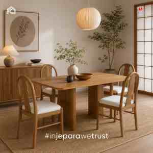 Silla de Acento Moderna de Madera de Teca Sólida de Lujo, Elegante Silla Tapizada para Dormitorio, Comedor, Sala de Estar, Muebles Artesanales de Jepara - Product Image 1