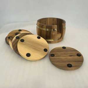 Ensemble de sous-verres en bois rustique artistique, ronds et carrés, pour boissons, tasses, thé, décoration moderne pour table à manger et salon - Product Image 6