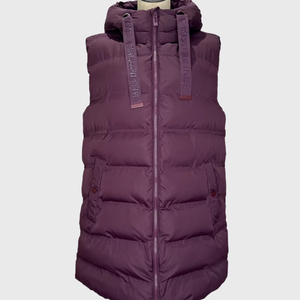 Colección GRACE: Chaleco Acolchado para Mujer, Chaqueta de Mezclilla con Capucha, Cierre de Cremallera, Manga Larga, Color Sólido - Product Image 1