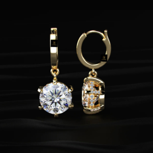 Round Cut Solitaire <b>Diamond</b> Leverback <b>Dangle</b> <b>Earrings</b> Lab Grown <b>Diamond</b> Ring Yellow Gold White Gold Rose Gold Elegant Jewelry - Product Image 2