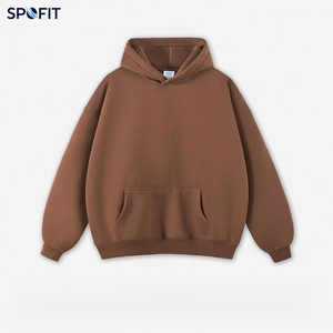 เสื้อฮู้ดดี้โอเวอร์ไซส์คุณภาพสูง ผ้าฟลีซผสมโพลีเอสเตอร์/คอตตอน ไม่มีเชือกผูก  ขายส่ง รับสกรีนโลโก้ ปักลาย สำหรับผู้ชาย - Product Image 4