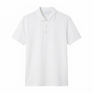 Polo en coton blanc à manches courtes pour homme, couleur unie, décontracté, tissage Oxford, anti-plis, coupe classique - Product Image 6