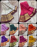 Sari en Georgette Star avec broderie multithreads et travail de sequins, style de créateur pour soirée, chemisier contrastant, style féminin