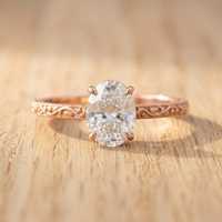 Bague de luxe haut de gamme en or massif 10k 14k 18k, style solitaire vintage filigrané, avec diamant de laboratoire E VVS de taille ovale brillant