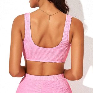 Ensemble short cycliste et crop top à carreaux pour femme, vente en gros, streetwear personnalisé, OEM ODM, usine de marque privée - Product Image 6