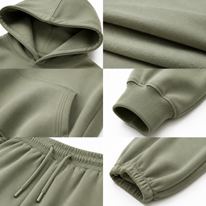 Conjunto Deportivo Personalizado para Hombre, Sudadera con Capucha y Cierre de Cordón, Cuello Alto, Transpirable, de Viscosa/Algodón, Peso Medio, OEM ODM - Product Image 6