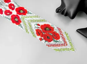 Collier tendance aux coquelicots rouges, bijoux pour les amoureux de la nature, cadeau pour la fête des mères, collier hippie bohème en perles de rocaille - Product Image 5