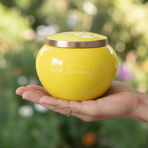 Urna Funeraria Premium de 5 Pulgadas, Color Amarillo Brillante, con Doble Huella de Pata, para Perros y Gatos, Recuerdo Conmemorativo Duradero, Suministros Funerarios al por Mayor - Product Image 3