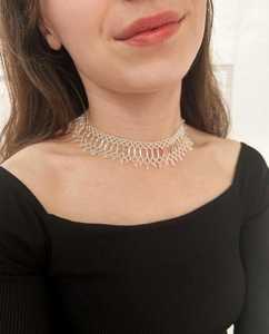 Hot Selling <b>Silver</b> Bead Gorgeous Hand-Embroidered Necklace with High-Quality Glass Beads Looks and Evening Statement By UO INDIA - Product Image 4