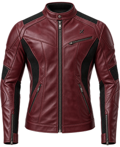 Chaqueta de Motociclista de Cuero Acanalado |   Impresos y Transpirables |   Personalizable |   Fabricante OEM ODM |   Verde Borgoña Marrón |   Carreras - Product Image 1