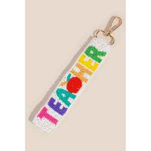 Porte-clés brodé de pétales de fleur de lys en perles, fait main, breloque florale pour sac, fleur de cerisier rose et orange, cadeau artisanal, ornement - Product Image 3