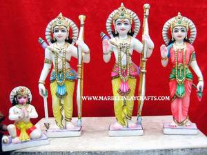 Estatua de Ram Darbar de Mármol Hecha a Mano de Calidad Superior, Dios Hindú Indio Shri Ram Laxman Sita Mata Ji, Murti de Piedra Blanca para Templo - Product Image 6