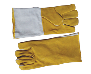 Holy Signs International HSI-1450 Extra Long Yellow Leather Welding <b>Gloves</b> Fleece Lining Straight Thumb Molten Metal Splash Test - Product Image 3