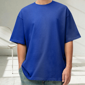 เสื้อยืดสตรีทแวร์ผู้ชาย 200 GSM ผ้าฝ้าย 100% คุณภาพสูง ระบายอากาศได้ดี แขนสั้น แบบเรียบ - Product Image 1