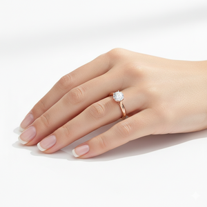 Anillo de Compromiso de Oro Rosa de 9kt con Diamante Cultivado en Laboratorio, Corte Brillante Redondo, Solitario, Certificado IGI, Anillo de Boda Moderno - Product Image 1