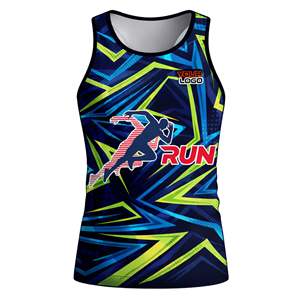 OEM/ODM Custom Logo Sublimated Knitted Sleeveless Tank Tops Crew Neck Sports Wear Polyester Mesh <b>Running</b> Marathon Singlet - Product Image 1