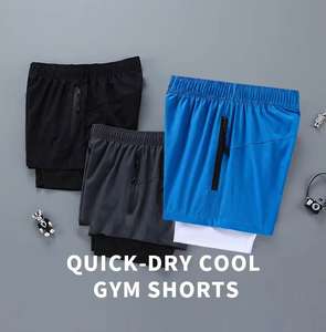 Respirant maille Shorts de course hommes Ftness musculation Double couche Shorts hommes entraînement sport séchage rapide Shorts de gymnastique - Product Image 2