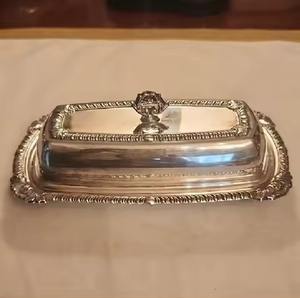 Mantequillera de metal con tapa esmaltada, contenedor para almacenar mantequilla para cocina, mesa de comedor, desayuno, presentación en mesa. - Product Image 4