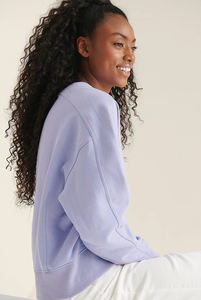 Sweat-shirt court personnalisé pour femme, coupe ample à épaules tombantes, 100 % coton, style décontracté, streetwear, col rond, haut pour femme - Product Image 4