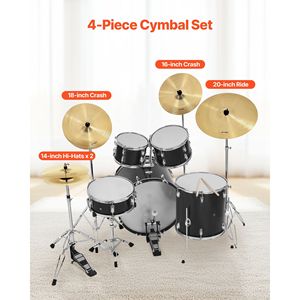 Set di 4 Piatti in Lega per Batteria, Inclusi Hi-Hat da 14 Pollici, Crash da 16 Pollici, Crash da 18 Pollici, Gong da 20 Pollici - Product Image 6