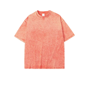 เสื้อยืดคอกลมทรงหลวม แบรนด์ใหม่สำหรับผู้ชาย ผ้าเจอร์ซีย์คอตตอน 100% หนา 250GSM ทรงดรอปไหล่ ล้างสีแบบแอซิดวอช รับสกรีนโลโก้ เสื้อผ้าสไตล์วินเทจสำหรับผู้ชาย - Product Image 4