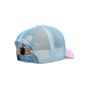 Gorra Trucker Unisex de Malla Beige y Azul, 6 Paneles, Ajustable, Visera Rosa, Casual, Primavera/Verano - Product Image 3