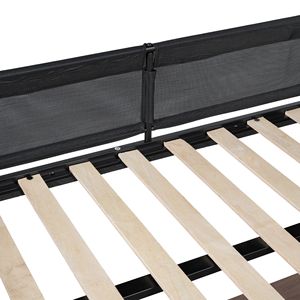 Robusto Letto a Soppalco in Metallo con Scrivania e Mensole, Doghe in Legno Silenziose, Comodo Ringhiera in Textilene - Product Image 3