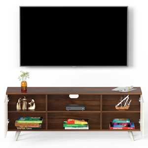 ชั้นวางทีวีไม้ Harmond Engineering ดีไซน์หรูหรา พร้อมชั้นวางหนังสือและของตกแต่ง ใช้เป็นชั้นวางกล่องรับสัญญาณ/ตู้วางทีวี - Product Image 2