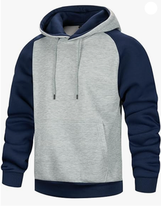Sudadera con Capucha para Hombre, Manga Raglán, Color Sólido, Felpa Francesa, Corte Casual, Largo Regular, Sudadera Negra y Gris con Bolsillo Delantero - Product Image 5