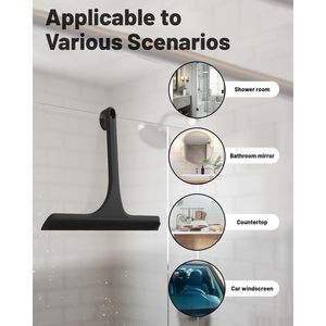 Raschietto doccia in silicone 2-in-1 a doppia faccia con gancio, nucleo in acciaio inossidabile antiruggine, raschietto antigraffio per superfici. - Product Image 3