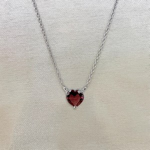 Pendentif en grenat naturel taillé en cœur, argent sterling 925 plaqué or, bijou vintage délicat, cadeau d'anniversaire pour femme - Product Image 3