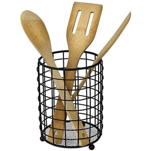 Porta utensilios de metal con acabado plateado en acero inoxidable, forma redonda, para decoración de cocina, encimera, venta al por mayor. - Product Image 6