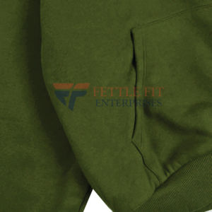 Sweat-shirt à capuche unisexe avec logo personnalisé sur le devant, fermeture éclair, 100% coton, tissu French Terry, coupe classique, vert uni, vêtement décontracté pour l'automne - Product Image 5