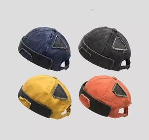Casquette de baseball jaune déchirée à patchs, style urbain, en fil acrylique rayé, avec cache-oreilles jacquard, pour enfants, tenue décontractée - Product Image 2