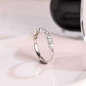 Minimalist Round Cut Moissanite Half Eternity <b>Band</b> <b>Ring</b> For Women's 925 <b>Silver</b> Wedding Party Gift For Bridesmaid - Product Image 2