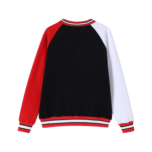 Sweat-shirt en chenille trois tons Delta personnalisé – Col rond contrastant noir, rouge et blanc avec poche avant, tissu respirant, fabriqué par le fabricant - Product Image 2