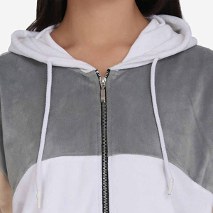 Women Solid Zipper Hooded Streetwear Tracksuit <b>Set</b> Full Sleeve Knitted Cotton Casual Fit <b>2</b> <b>Piece</b> Custom <b>White</b> Gray Beige Winter - Product Image 3