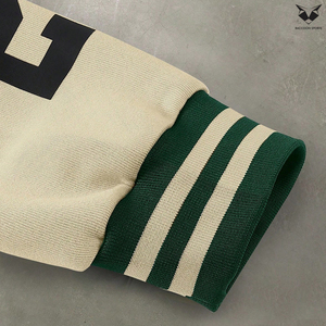Highest Quality Thick Varsity <b>Jacket</b> Vintage <b>Patchwork</b> Green and Cream Baseball <b>Jacket</b> Streetwear Embroidery Letterman <b>Jacket</b> - Product Image 3