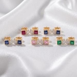 Pendientes de Oro de 9KT con Rubí Natural y Diamantes, Toi Et Moi, Regalo de Lujo para Compromiso, Boda, Aniversario, Fiesta - Product Image 1